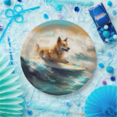 Finse Lapphund strand surfen schilderij Papieren Bordje (Feest)