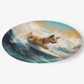 Finse Lapphund strand surfen schilderij Papieren Bordje (Gekanteld)