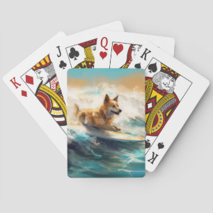Finse Lapphund strand surfen schilderij Pokerkaarten