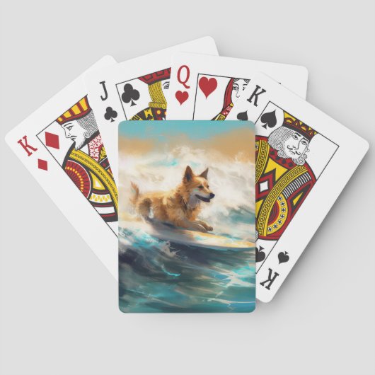 Finse Lapphund strand surfen schilderij Pokerkaarten (Achterkant)