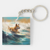 Finse Lapphund strand surfen schilderij Sleutelhanger (Achterkant)