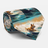 Finse Lapphund strand surfen schilderij Stropdas (Opgerold)