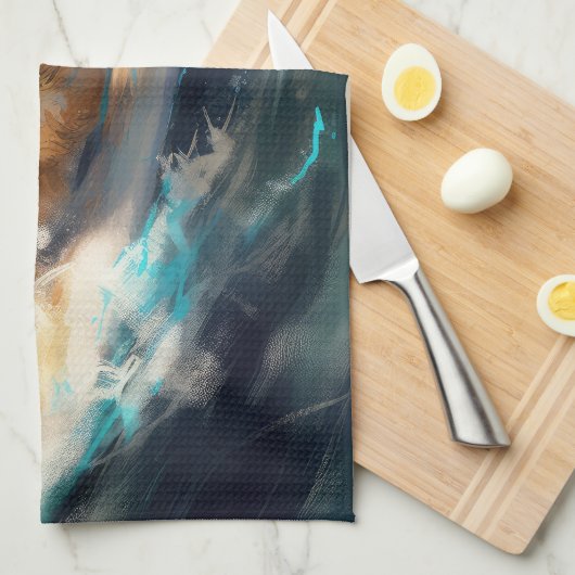 Finse Lapphund strand surfen schilderij Theedoek (Quarter Fold)