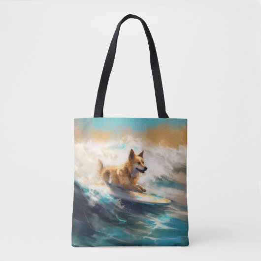 Finse Lapphund strand surfen schilderij Tote Bag (Voorkant)