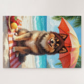 Finse Lapphund-strandtafereel Legpuzzel (Horizontaal)