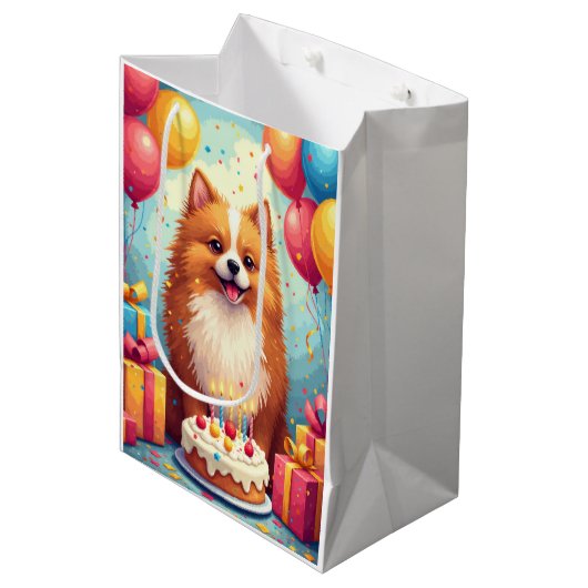 Finse Lapphund Verjaardagsfeest Medium Cadeauzakje (Voorkant Gekanteld)