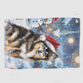Finse Lapphund Winter Wonderland Christmas Joy Golfhanddoek (Horizontaal)