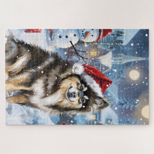 Finse Lapphund Winter Wonderland Christmas Joy Legpuzzel (Horizontaal)