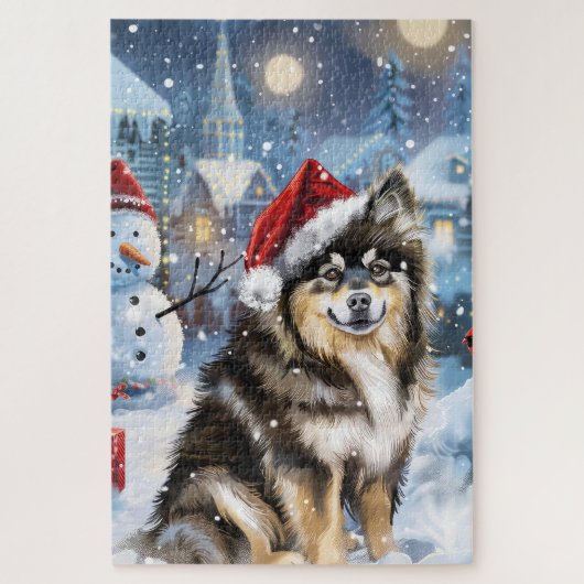 Finse Lapphund Winter Wonderland Christmas Joy Legpuzzel (Verticaal)