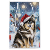 Finse Lapphund Winter Wonderland Christmas Joy Medium Cadeauzakje (Voorkant)