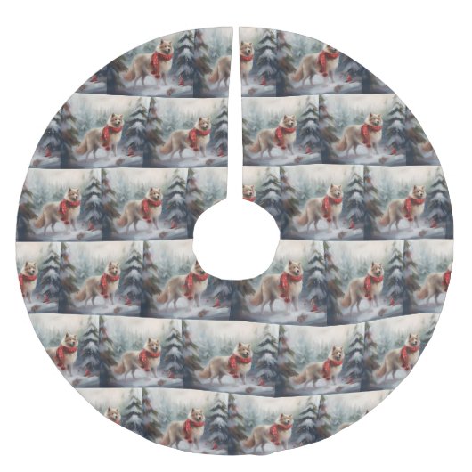 Finse Lappund-hond in de sneeuw met Kerstmis Kerstboom Rok (Voorkant)