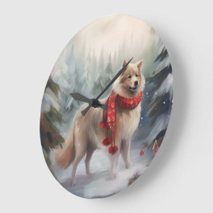Finse Lappund-hond in Kerstsneeuw Grote Klok