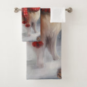 Finse Lappund Hond in Sneeuw Kerstmis Bad Handdoek (Insitu)