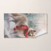 Finse Lappund Hond in Sneeuw Kerstmis Bad Handdoek (Handdoek)
