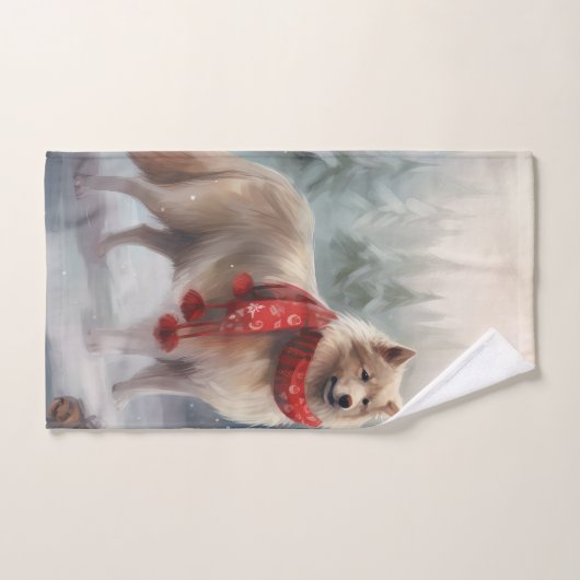 Finse Lappund Hond in Sneeuw Kerstmis Bad Handdoek (Handdoek)
