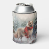 Finse Lappund Hond in Sneeuw Kerstmis Blikjeskoeler (Blikje Achterkant)