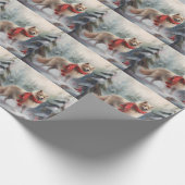 Finse Lappund Hond in Sneeuw Kerstmis Cadeaupapier (Hoek)