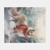 Finse Lappund Hond in Sneeuw Kerstmis Fleece Deken (Voorkant (Horizontaal))