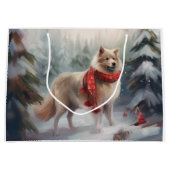 Finse Lappund Hond in Sneeuw Kerstmis Groot Cadeauzakje (Voorkant)