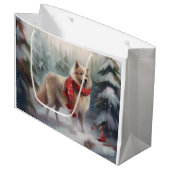 Finse Lappund Hond in Sneeuw Kerstmis Groot Cadeauzakje (Voorkant Gekanteld)