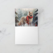 Finse Lappund Hond in Sneeuw Kerstmis Kaart (Binnen)