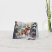 Finse Lappund Hond in Sneeuw Kerstmis Kaart (Voorkant)