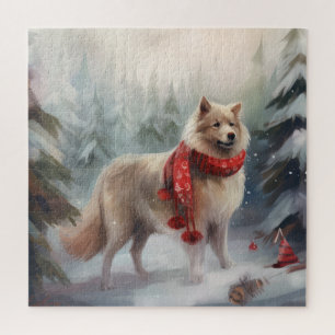 Finse Lappund Hond in Sneeuw Kerstmis Legpuzzel