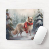 Finse Lappund Hond in Sneeuw Kerstmis Muismat (Met muis)