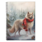 Finse Lappund Hond in Sneeuw Kerstmis Notitieboek (Voorkant)