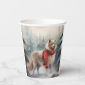 Finse Lappund Hond in Sneeuw Kerstmis Papieren Bekers (Achterkant)