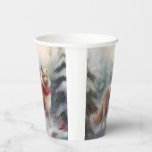 Finse Lappund Hond in Sneeuw Kerstmis Papieren Bekers (Rechts)