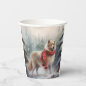 Finse Lappund Hond in Sneeuw Kerstmis Papieren Bekers (Voorkant)