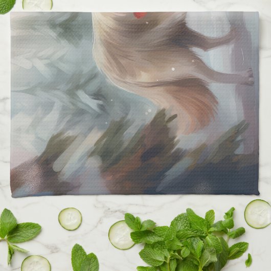 Finse Lappund Hond in Sneeuw Kerstmis Theedoek (Gevouwen)