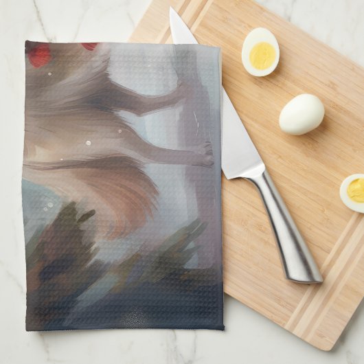 Finse Lappund Hond in Sneeuw Kerstmis Theedoek (Quarter Fold)