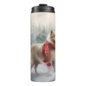 Finse Lappund Hond in Sneeuw Kerstmis Thermosbeker (Voorkant)