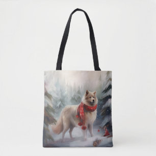 Finse Lappund Hond in Sneeuw Kerstmis Tote Bag