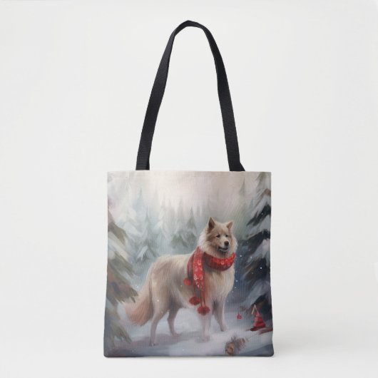Finse Lappund Hond in Sneeuw Kerstmis Tote Bag (Voorkant)