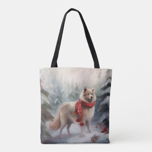 Finse Lappund Hond in Sneeuw Kerstmis Tote Bag (Achterkant)