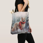 Finse Lappund Hond in Sneeuw Kerstmis Tote Bag (Dichtbij)