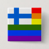 FINSE LGBT RAINBOW FLAG VIERKANTE BUTTON 5,1 CM (Voorkant)