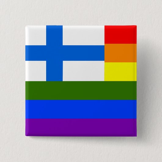 FINSE LGBT RAINBOW FLAG VIERKANTE BUTTON 5,1 CM (Voorkant)