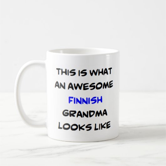 finse oma , geweldige koffiemok (Links)