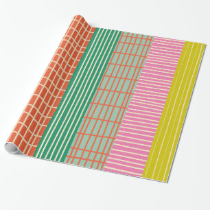 Finse patchwork strepen kleurrijk patroon cadeaupapier