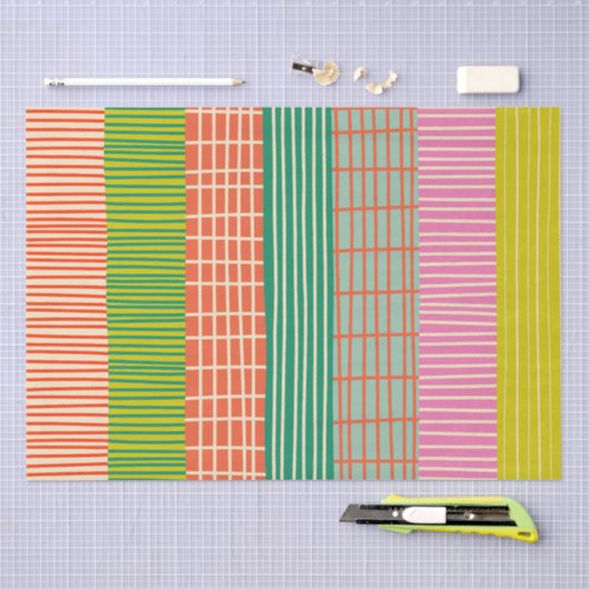 Finse patchwork strepen kleurrijk patroon tissuepapier (Craft)