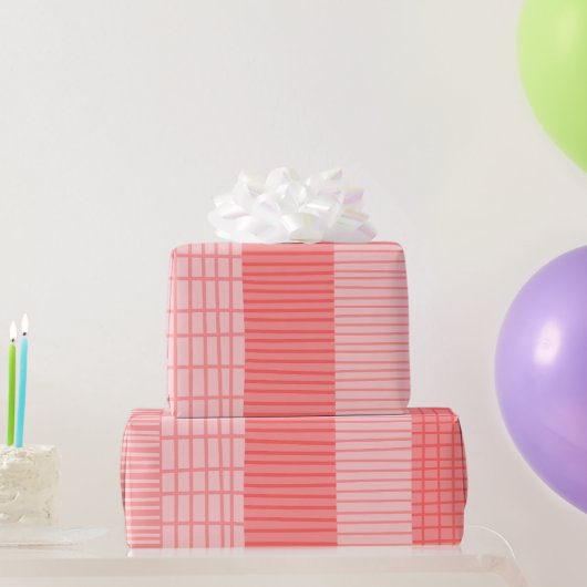 Finse Patchwork Stripe Patroon in Blush Pink Cadeaupapier (Feestgeschenken)