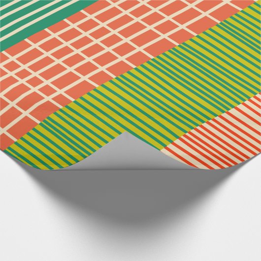 Finse Patchwork Vrolijke Bloem Streep Patroon Cadeaupapier (Hoek)