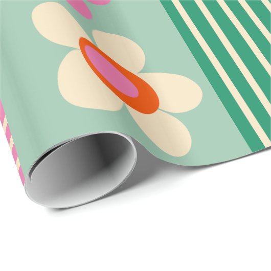 Finse Patchwork Vrolijke Bloem Streep Patroon Cadeaupapier (Rol Hoek)