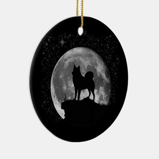 Finse pom Hunting Dog Spitz Moon Keramisch Ornament (Rechts)