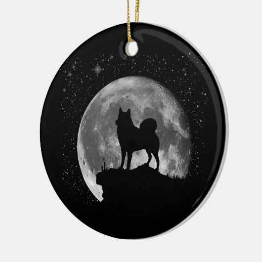 Finse pom Hunting Dog Spitz Moon Keramisch Ornament (Links)