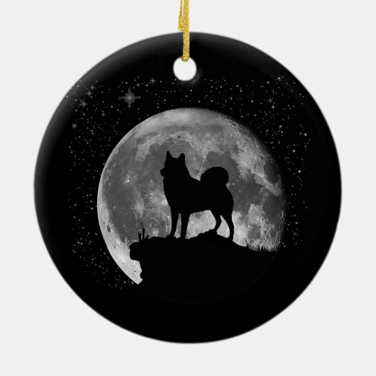 Finse pom Hunting Dog Spitz Moon Keramisch Ornament (Achterkant)